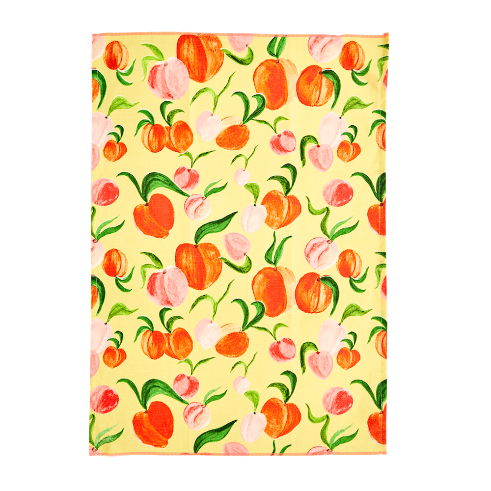 Peach Print Cotton Tea Towel By Rice DK